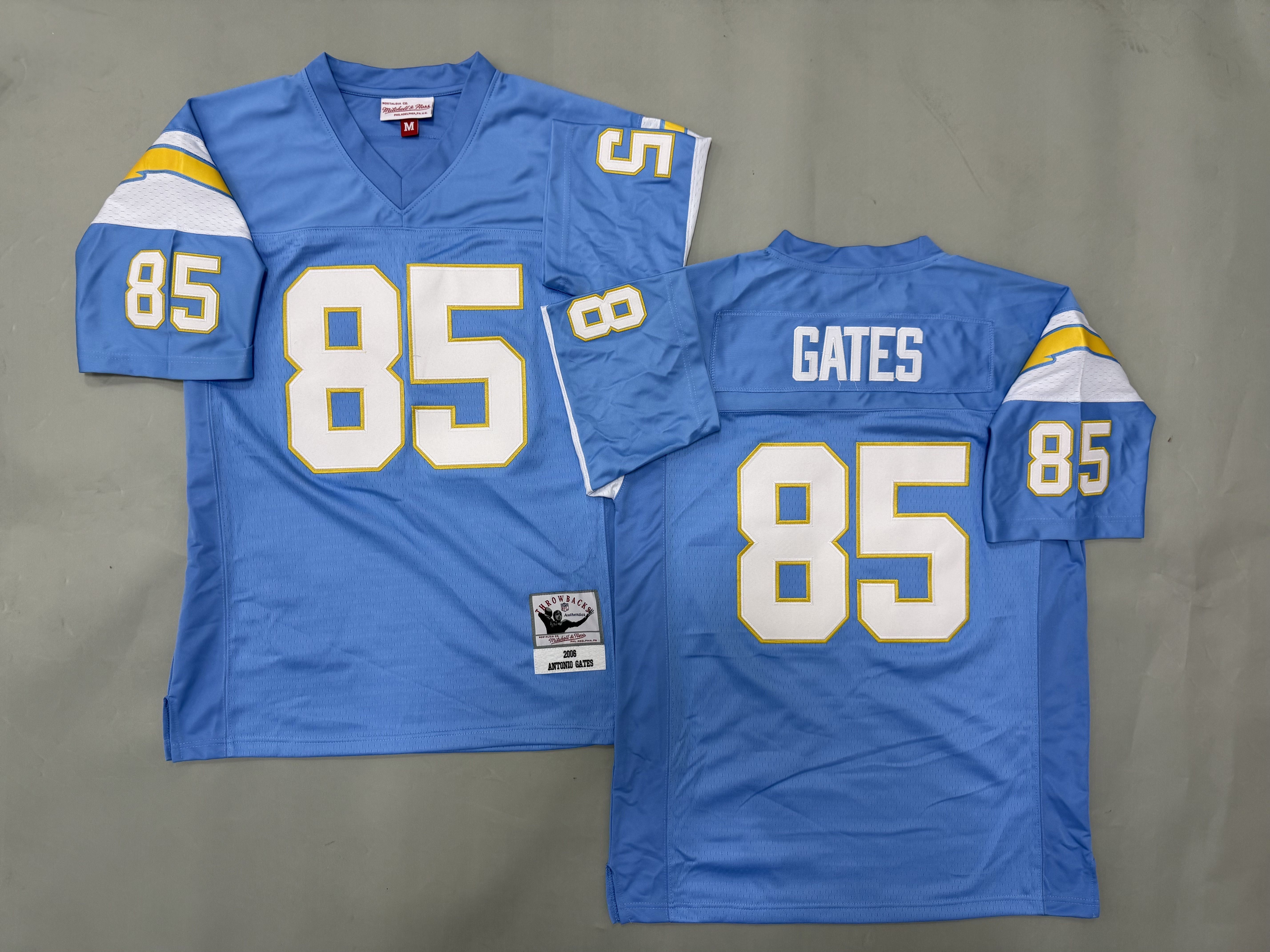 Men 2026 Los Angeles Chargers #85 Gates Light Blue Throwback Limited NFL Jersey style 01->los angeles chargers->NFL Jersey